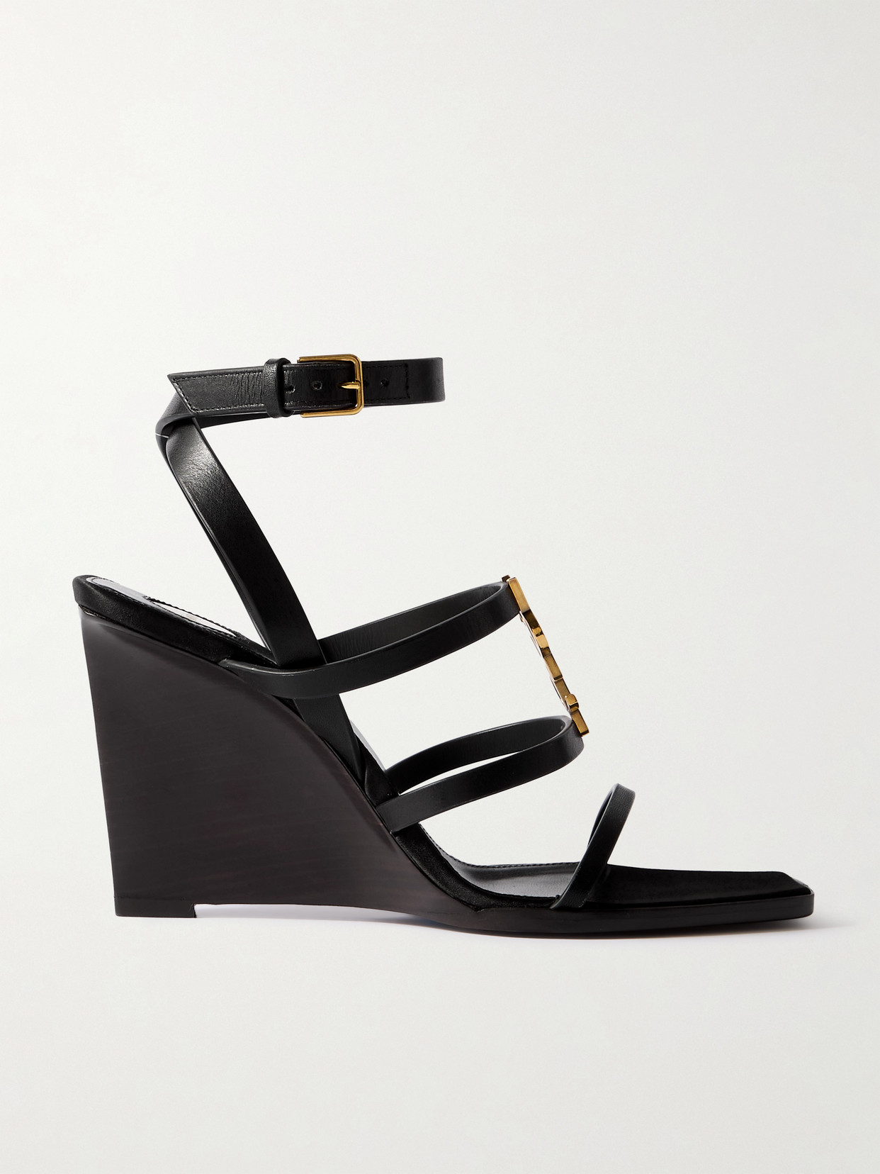 SAINT LAURENT CASSANDRA EMBELLISHED LEATHER SANDALS