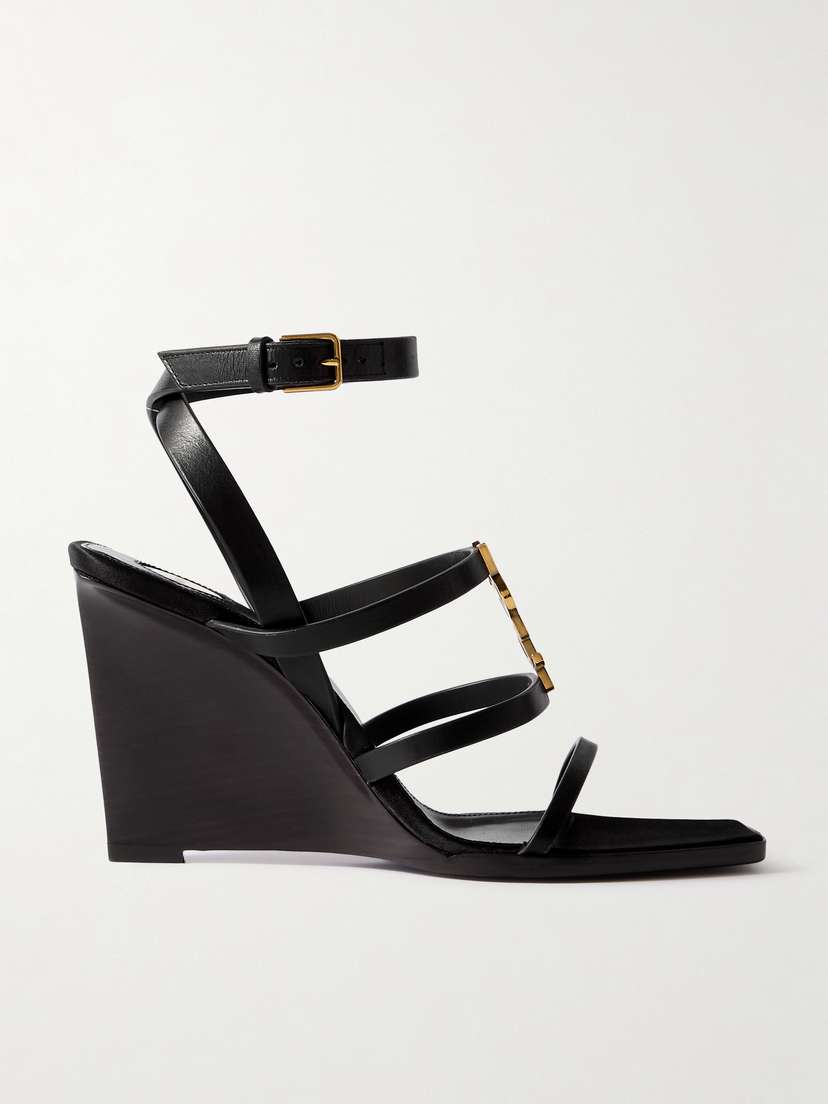 Saint Laurent Cassandra Embellished Leather Sandals