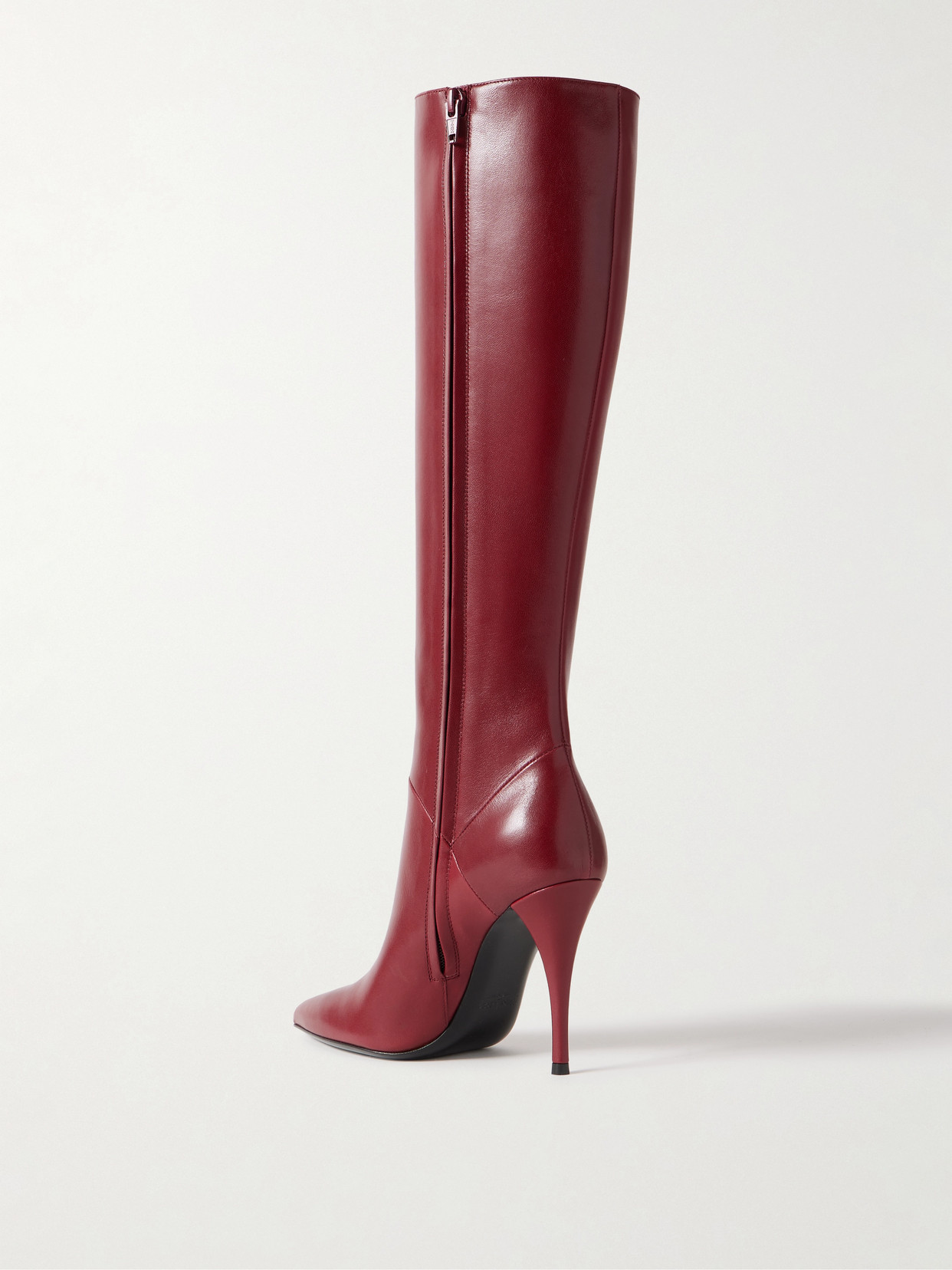 Saint Laurent Vivian Leather Knee Boots In Red