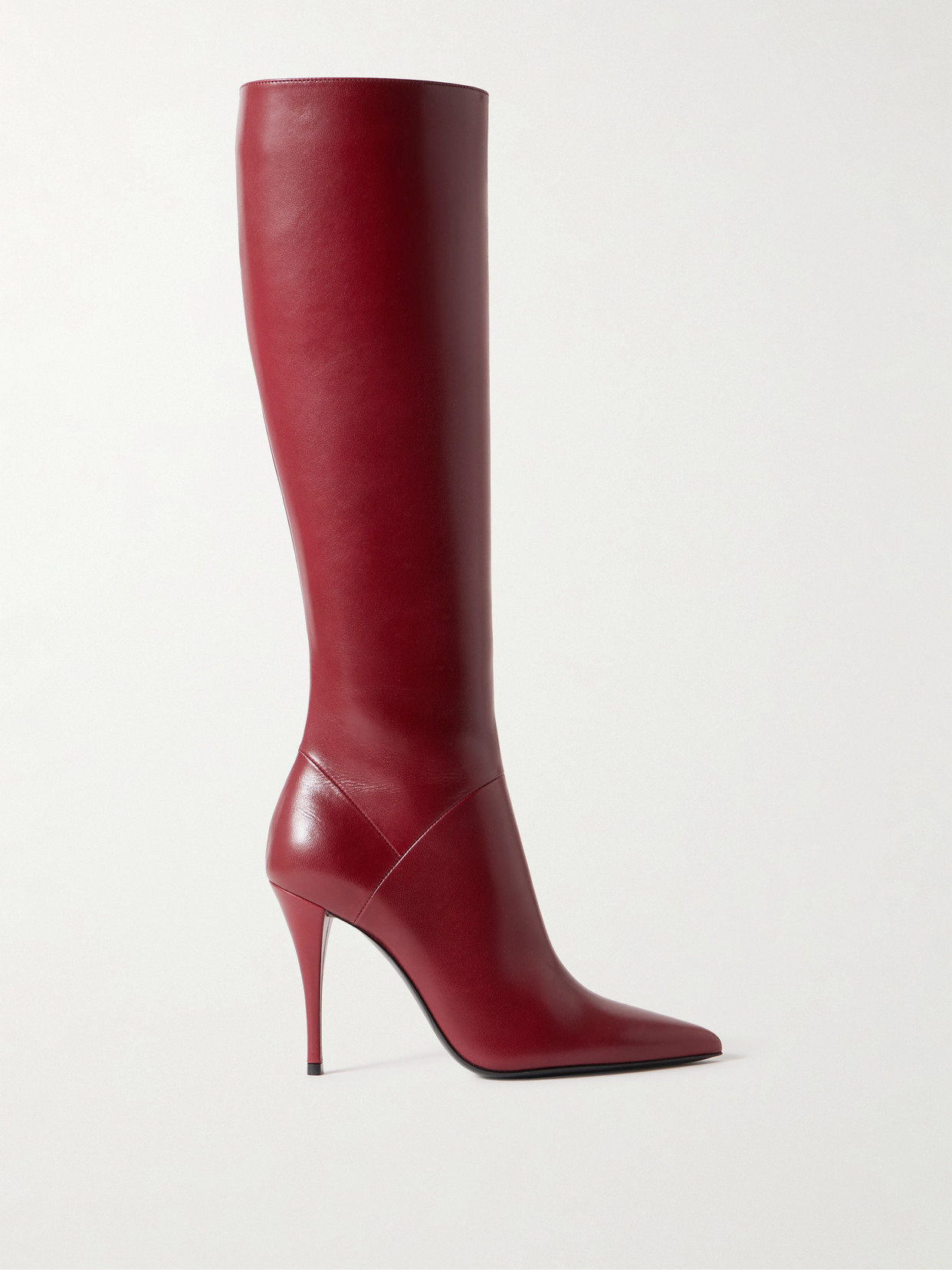 Saint Laurent Vivian Leather Knee Boots In Red