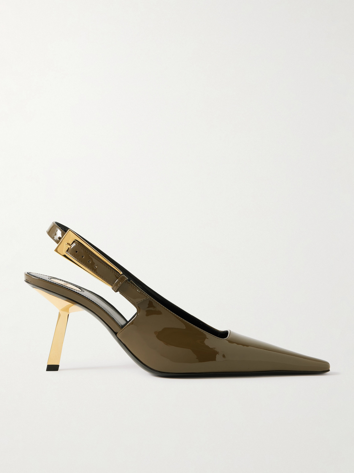 SAINT LAURENT - Lee Patent-leather Slingback Pumps - Green