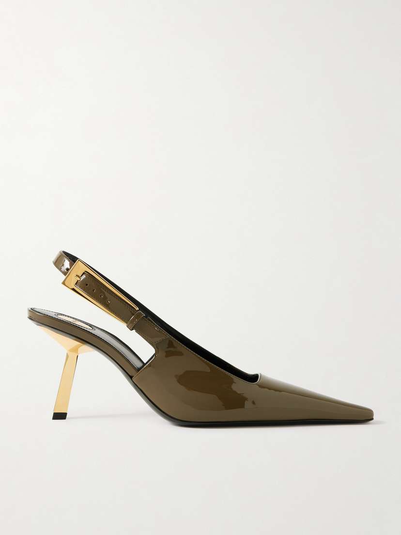 Saint Laurent Lee Patent-leather Slingback Pumps