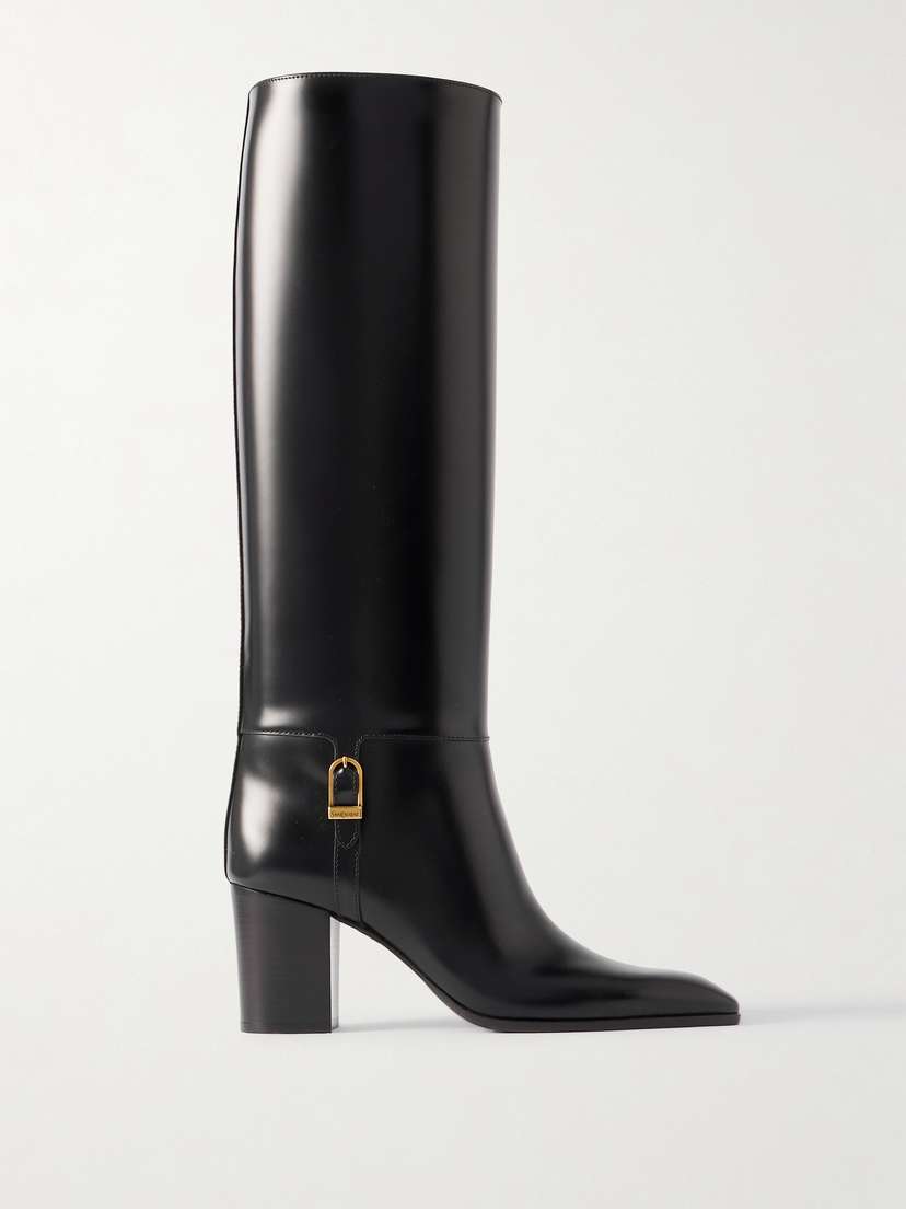 Saint Laurent Julia Buckle-embellished Leather Knee Boots