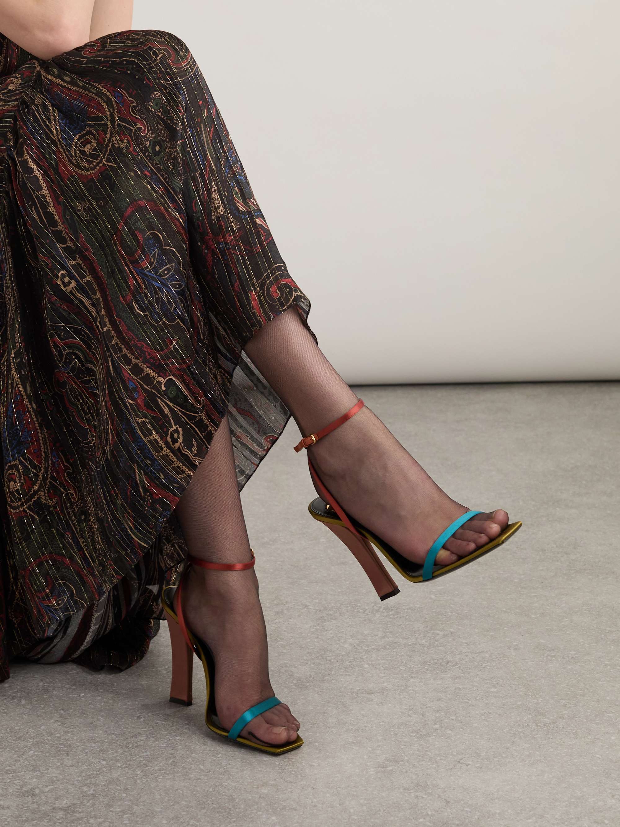 SAINT LAURENT Dominique color-block satin sandals | NET-A-PORTER