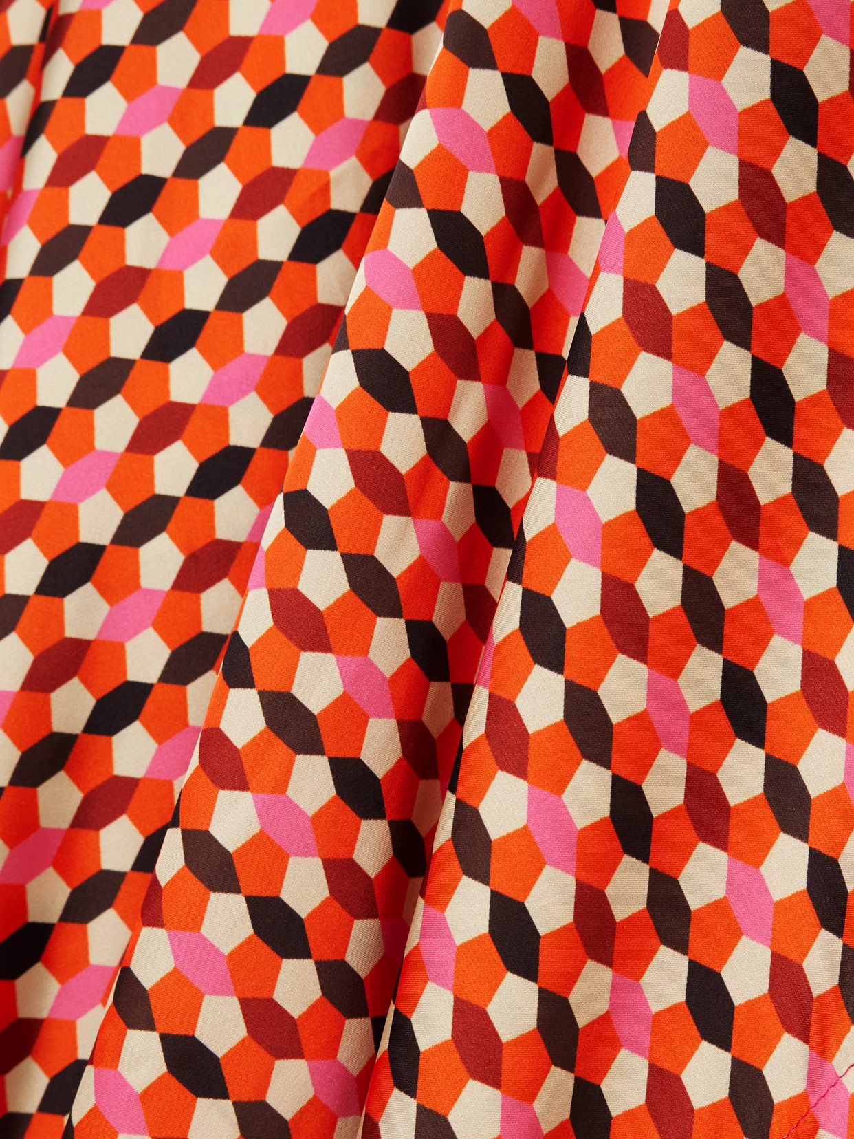 Dima Ayad Printed Satin Blouse In Orange