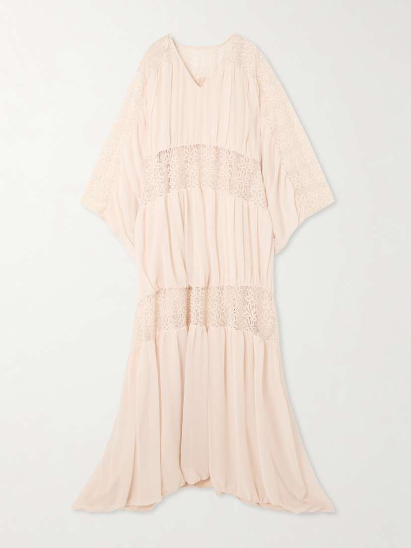 Dima Ayad Draped Georgette And Lace Gown