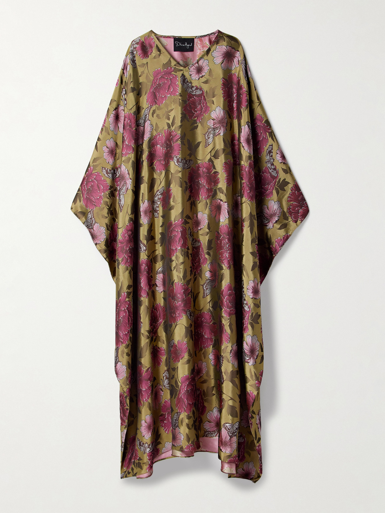 Dima Ayad Satin-jacquard Kaftan In Multi