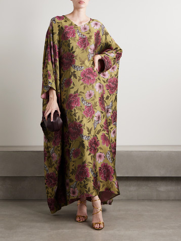 Dima Ayad Satin-jacquard kaftan