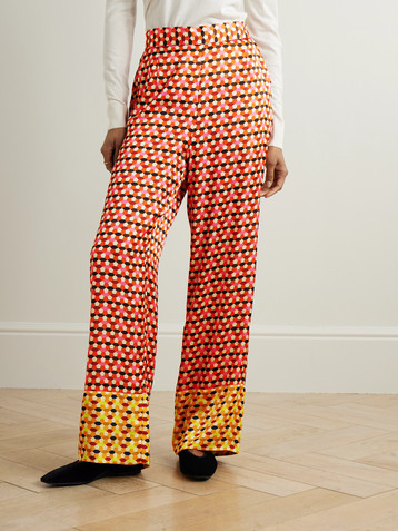 Dima Ayad Printed satin wide-leg pants