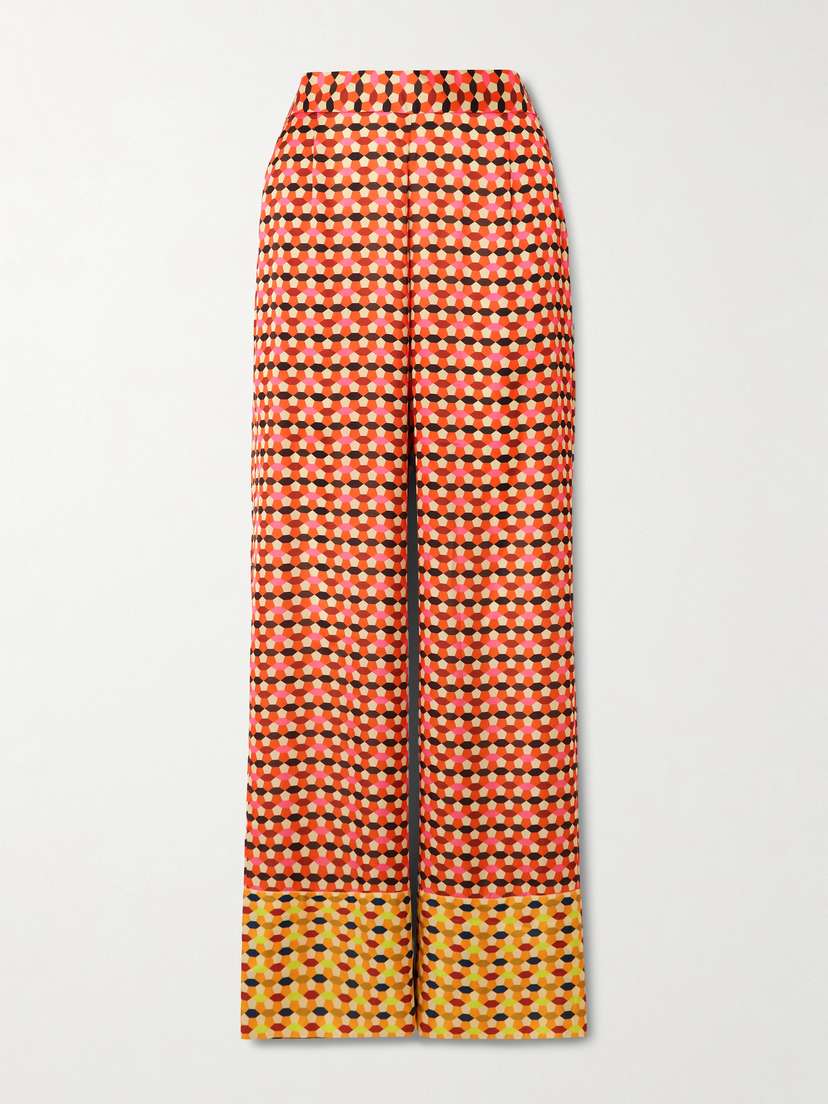 Dima Ayad Printed Satin Wide-leg Pants