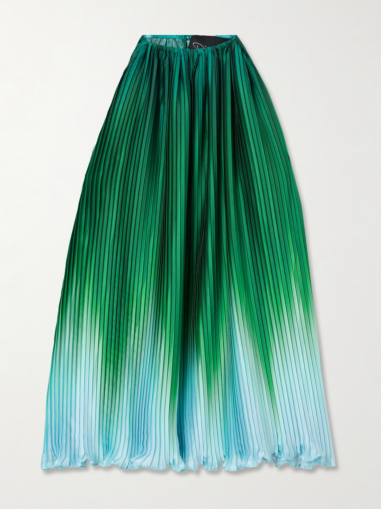 Dima Ayad Ombré Plissé-taffeta Halterneck Top In Green