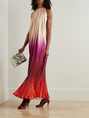 Dima Ayad Ombré plissé-taffeta gown