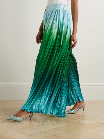 Dima Ayad Ombré plissé-taffeta wide-leg pants