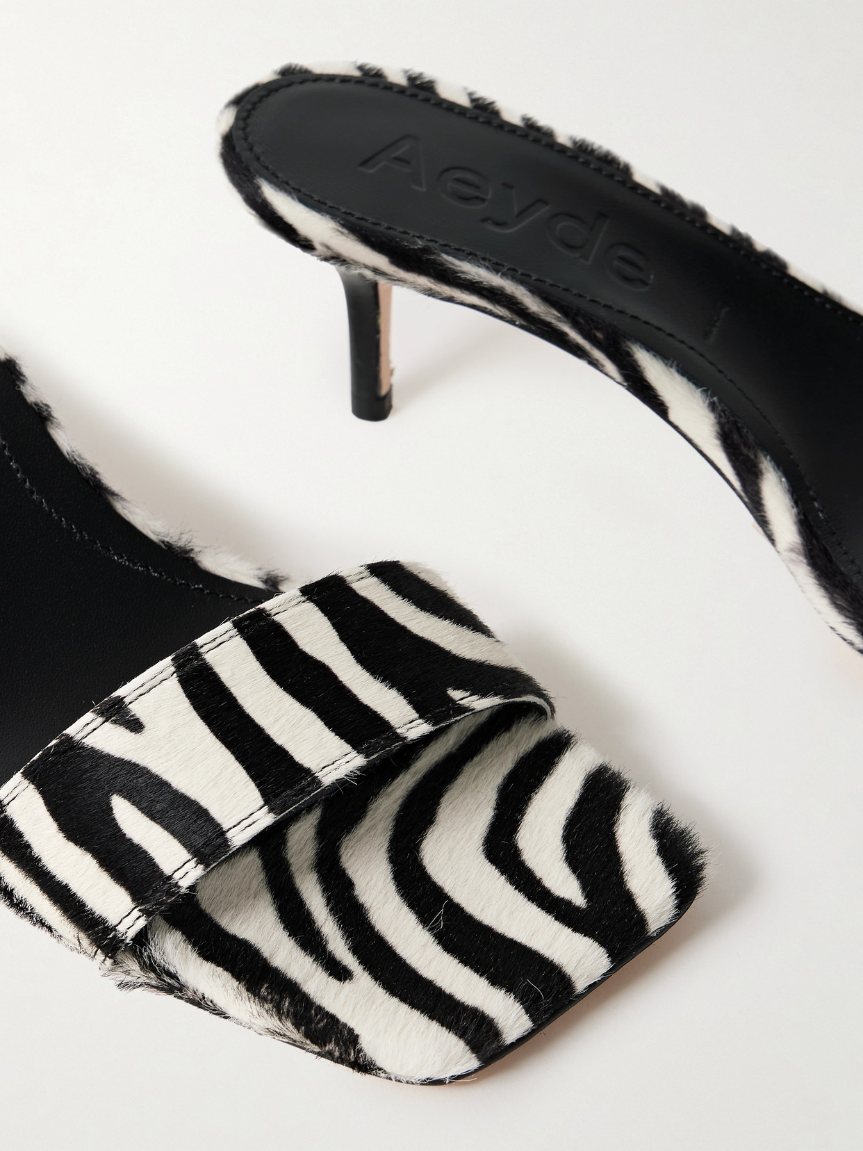 Shop Aeyde Ilvy Zebra-print Pony Hair Mules