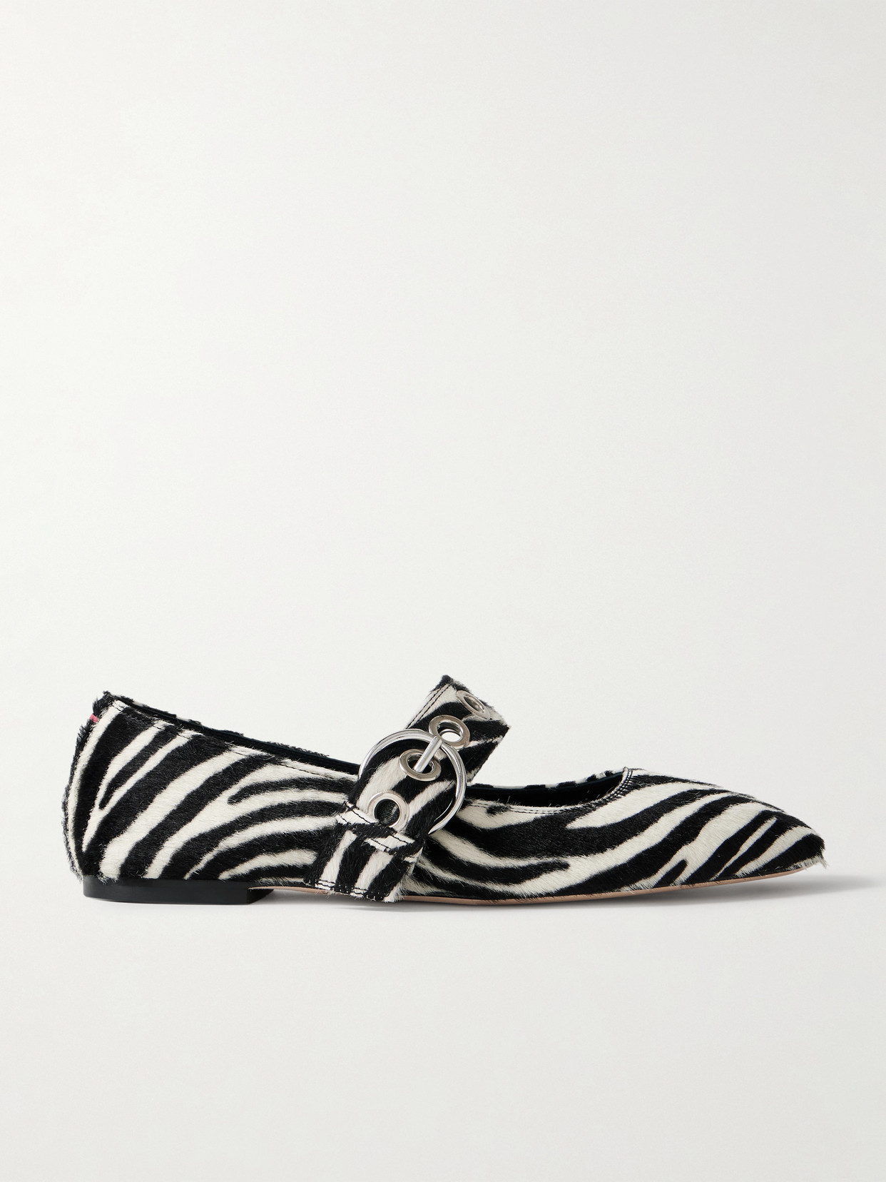 Aeyde Buckle Detail Zebra Pattern Ballerina Shoes