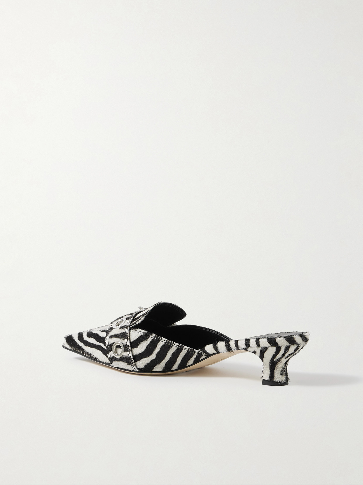 Aeyde Danielle Buckled Zebra-print Calf Hair Mules
