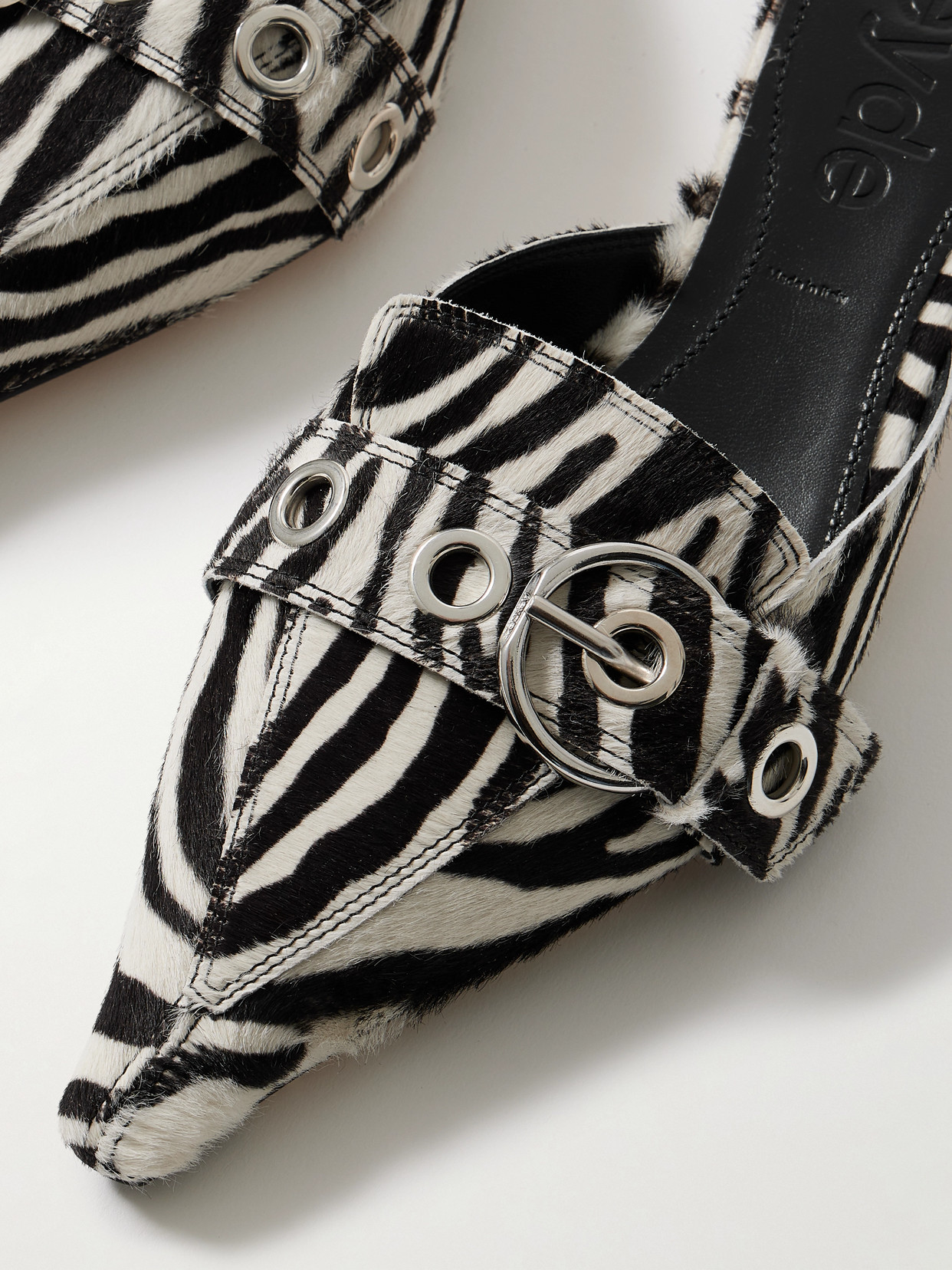 Aeyde Danielle Buckled Zebra-print Calf Hair Mules