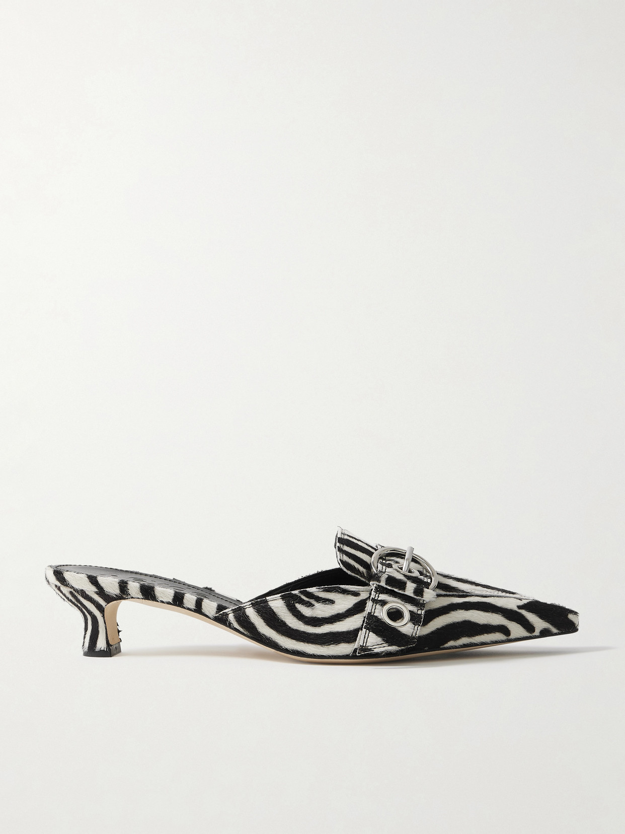 Aeyde Danielle Buckled Zebra-print Calf Hair Mules