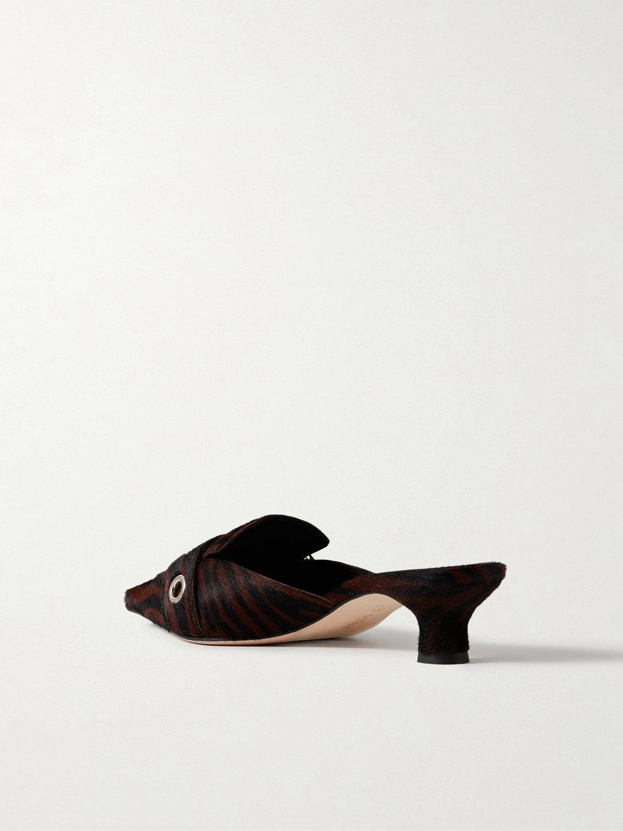 AEYDE DANIELLE BUCKLE-EMBELLISHED ZEBRA-PRINT PONY HAIR MULES