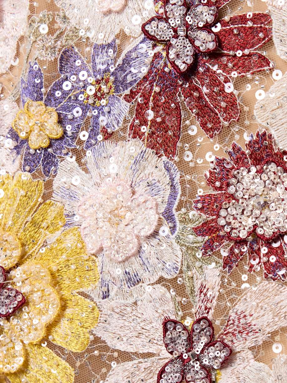 zarina appliquéd embellished embroidered tulle mini dress