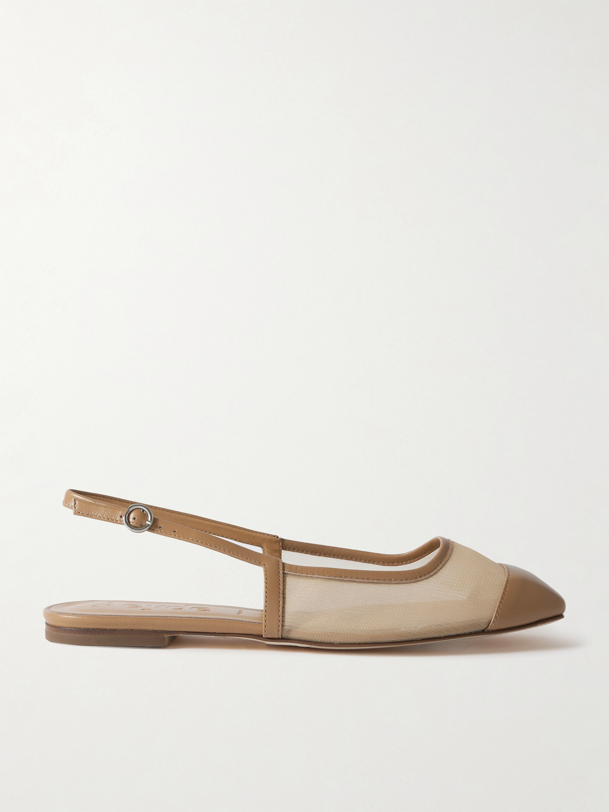 Aeyde Geraldine Leather-trimmed Mesh Slingback Ballet Flats In Neutrals
