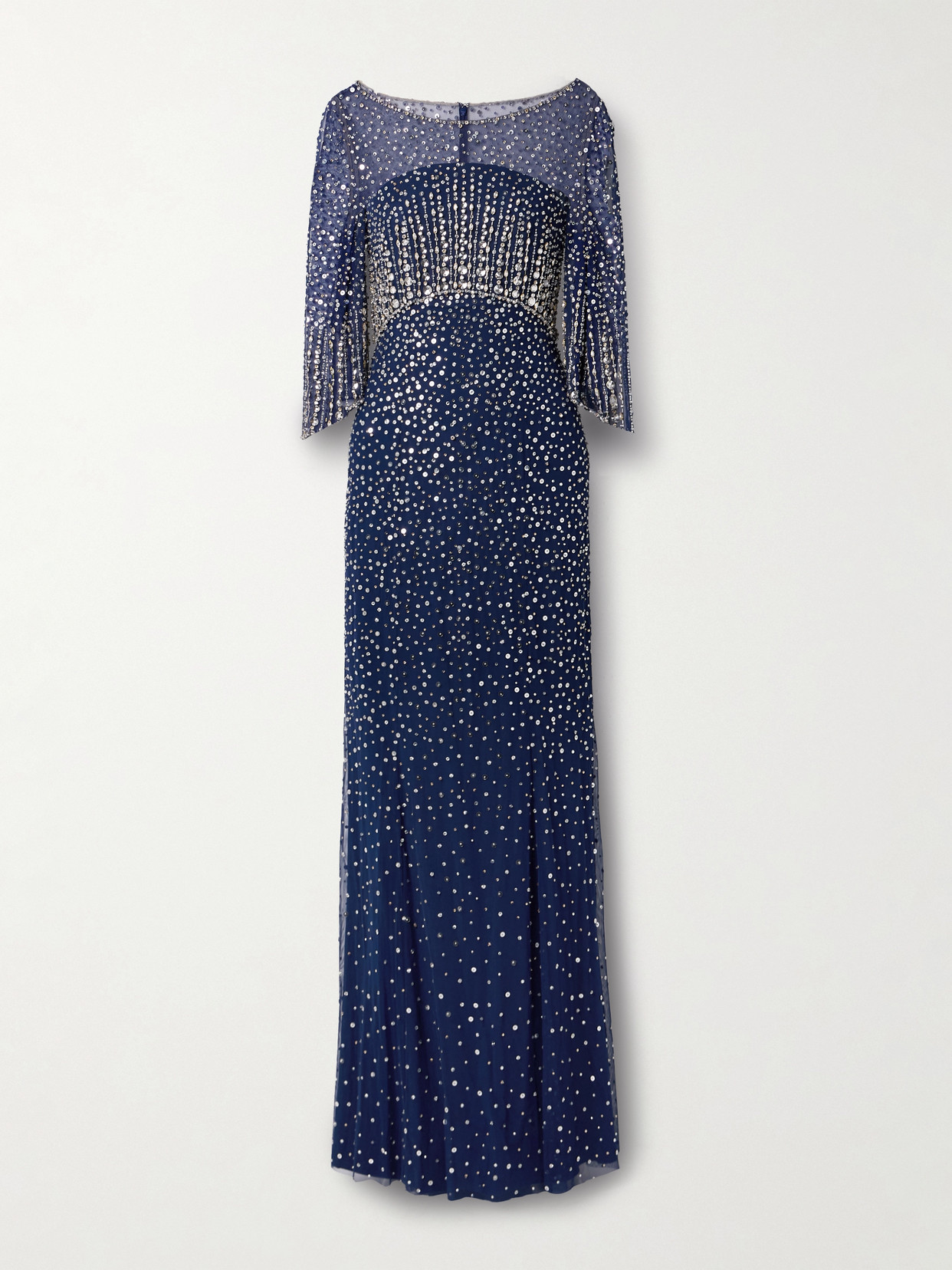 Jenny Packham Kiya Embellished Tulle Gown In Blue