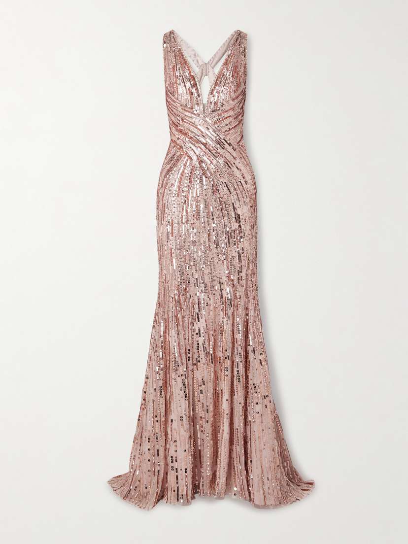 Jenny Packham Luxor Cutout Embellished Tulle Gown