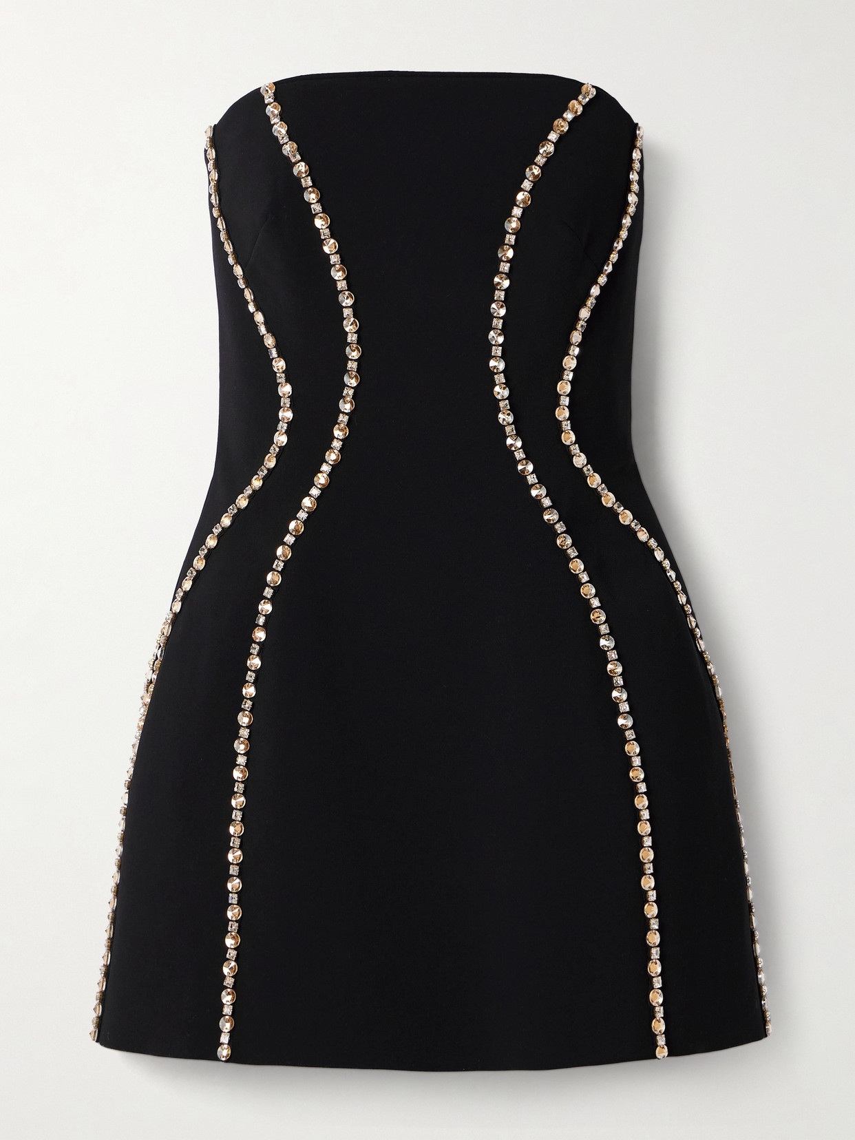 Jenny Packham Lovebug Strapless Crystal-embellished Crepe Mini Dress In Black