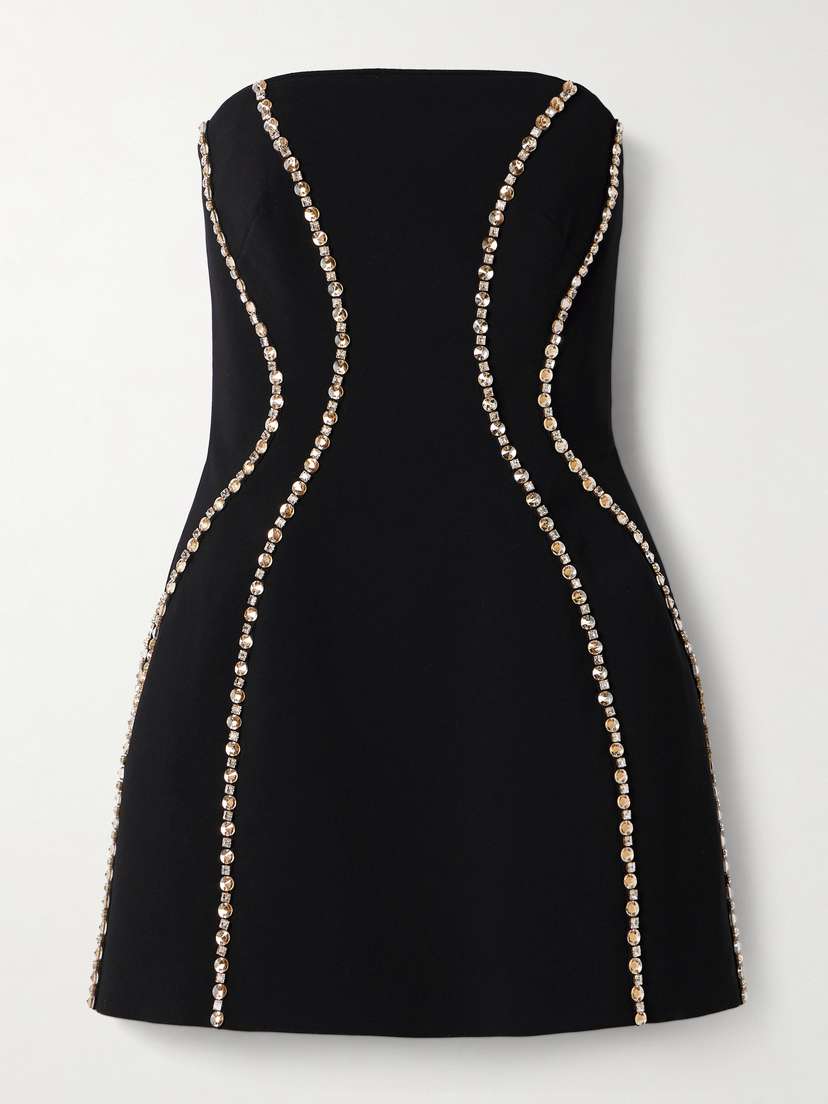 Jenny Packham Lovebug Strapless Crystal-embellished Crepe Mini Dress