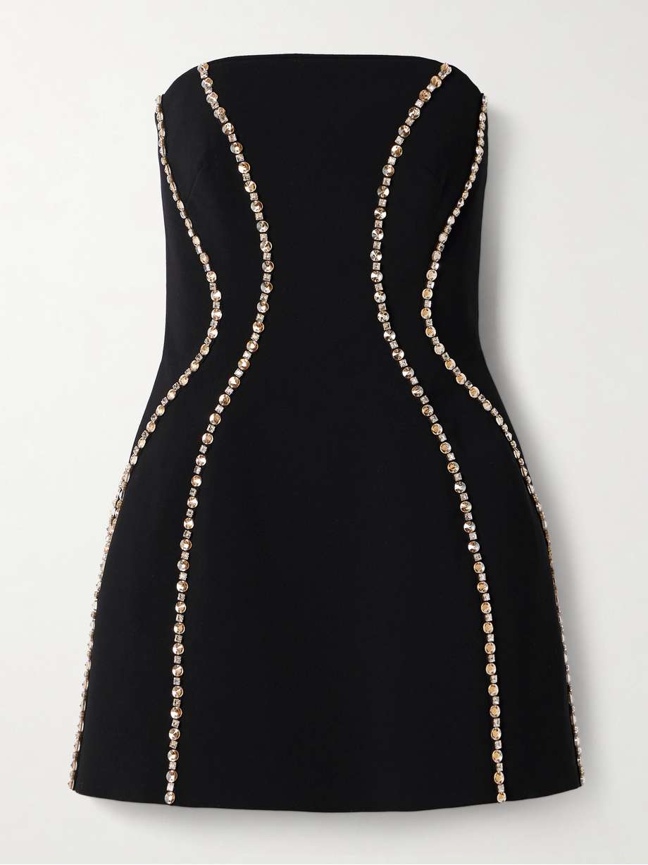 lovebug strapless crystal-embellished crepe mini dress