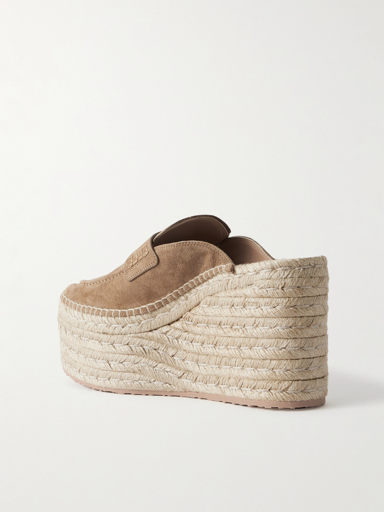 Gianvito Rossi Maxilla 105 Suede Espadrille Wedge Mules In Brown