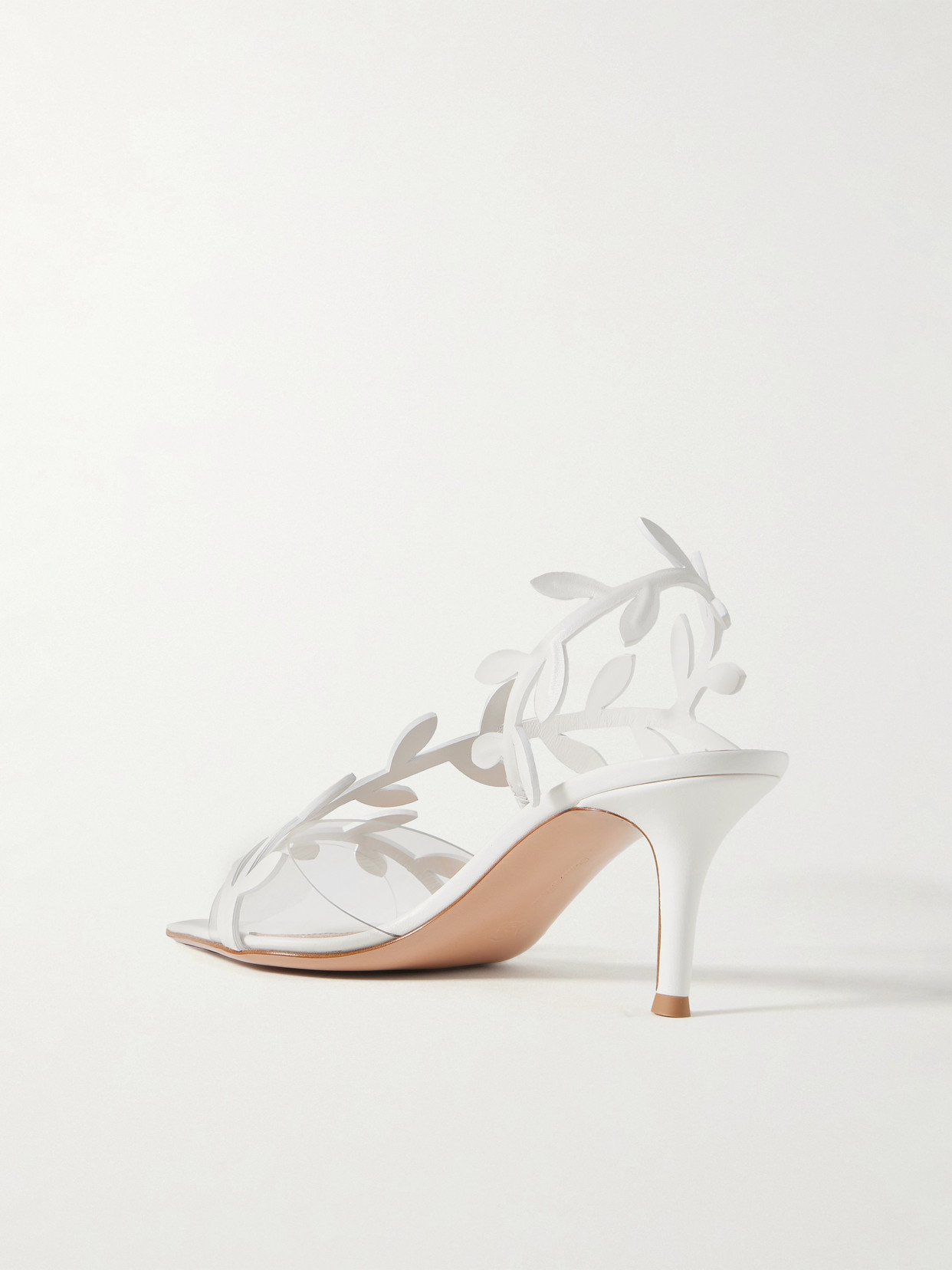 Gianvito Rossi Leaf 85 Leather And Pvc Slingback Sandals In White