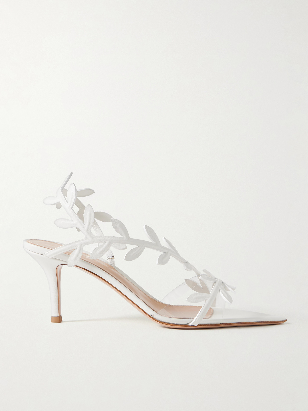 Gianvito Rossi Leaf 85 Leather And Pvc Slingback Sandals In White