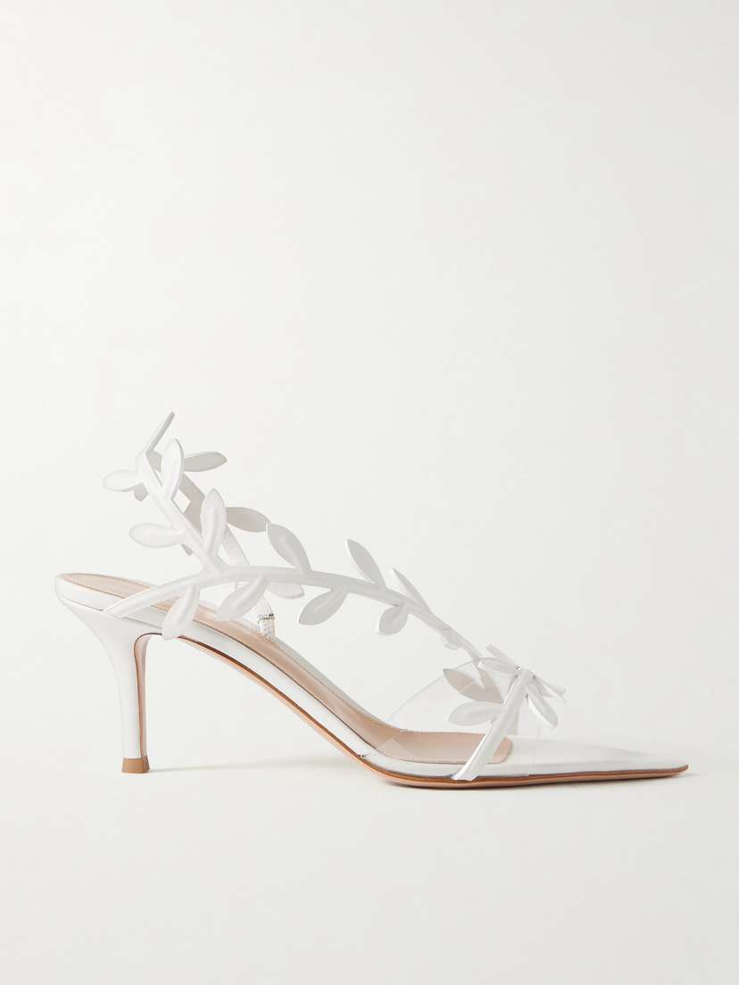 Gianvito Rossi Leaf 85 Leather And Pvc Slingback Sandals
