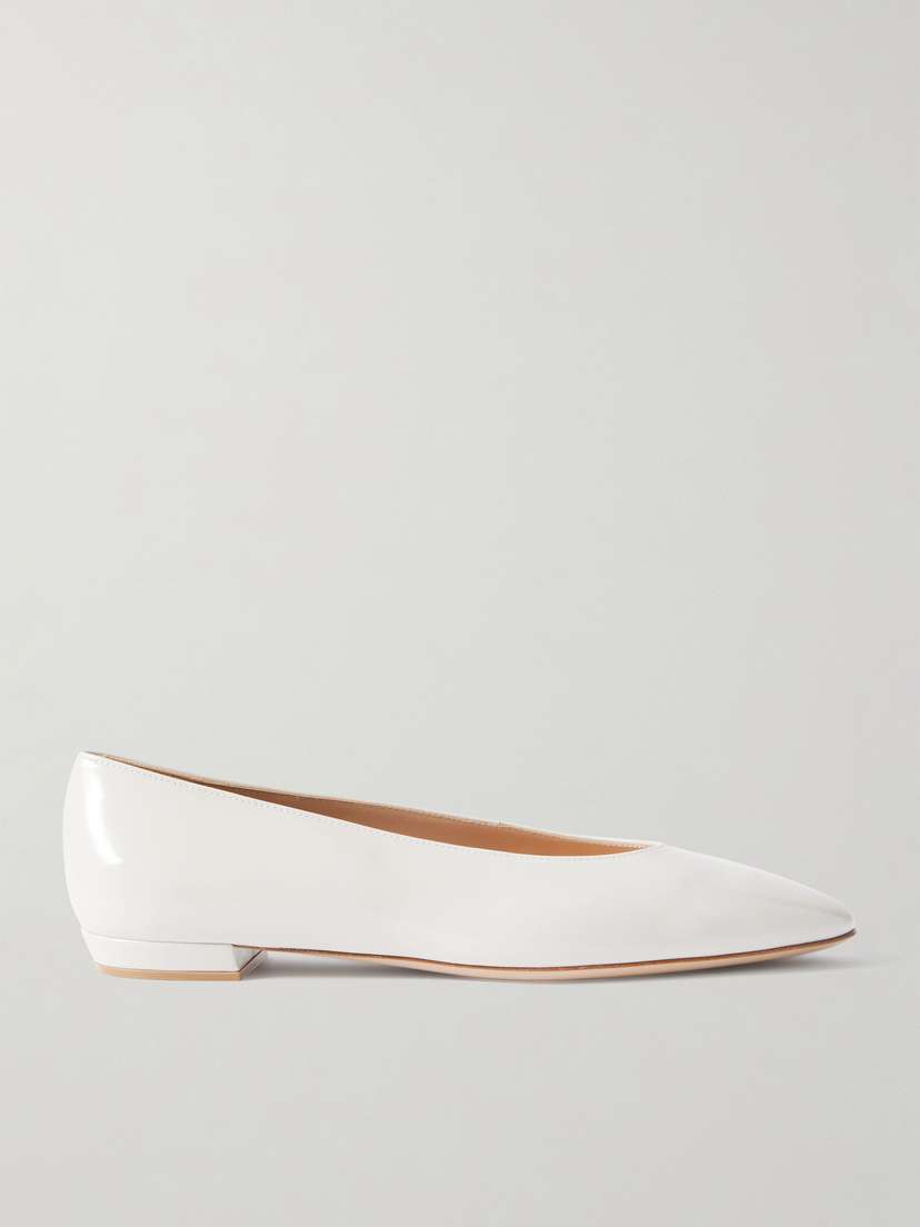 Gianvito Rossi Amelia Glossed-leather Ballet Flats