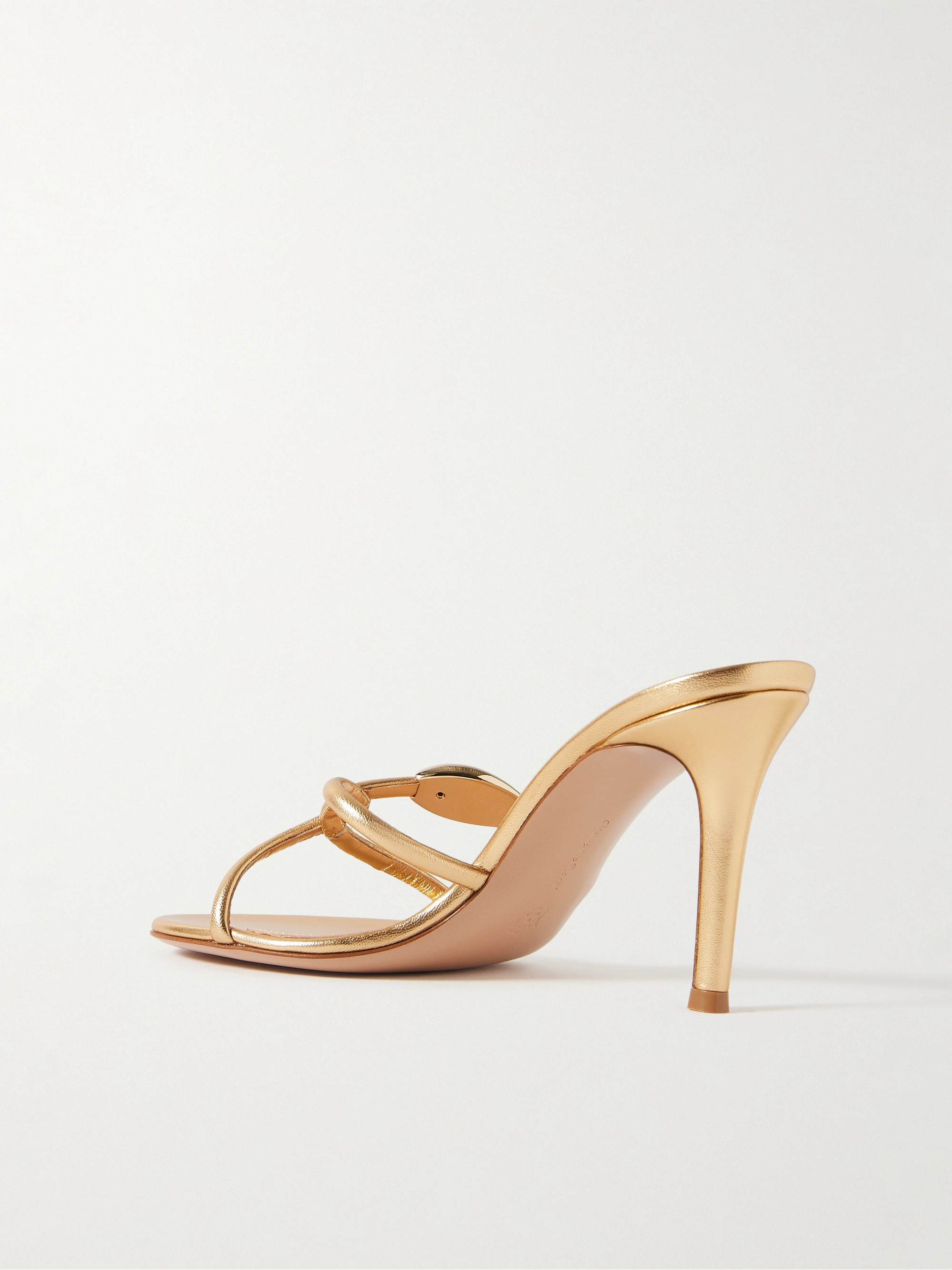 GIANVITO ROSSI Black Mamba 85 embellished metallic leather mules thumbnail