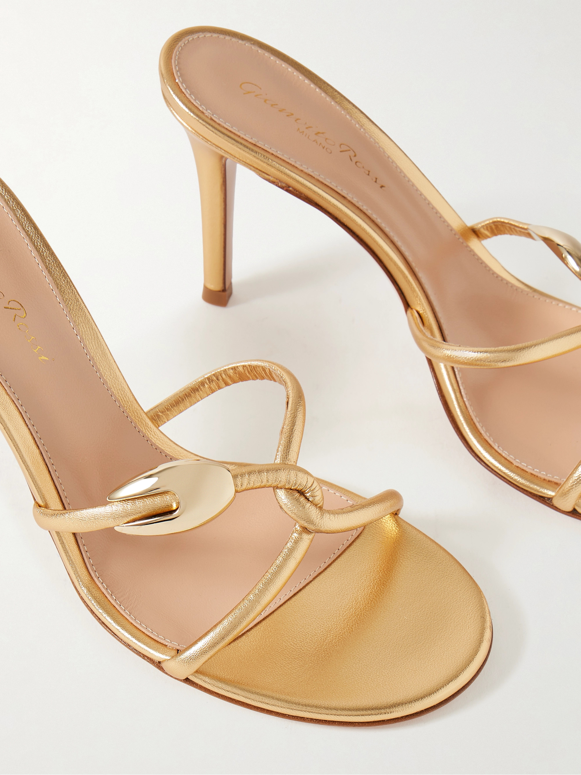 GIANVITO ROSSI Black Mamba 85 embellished metallic leather mules thumbnail