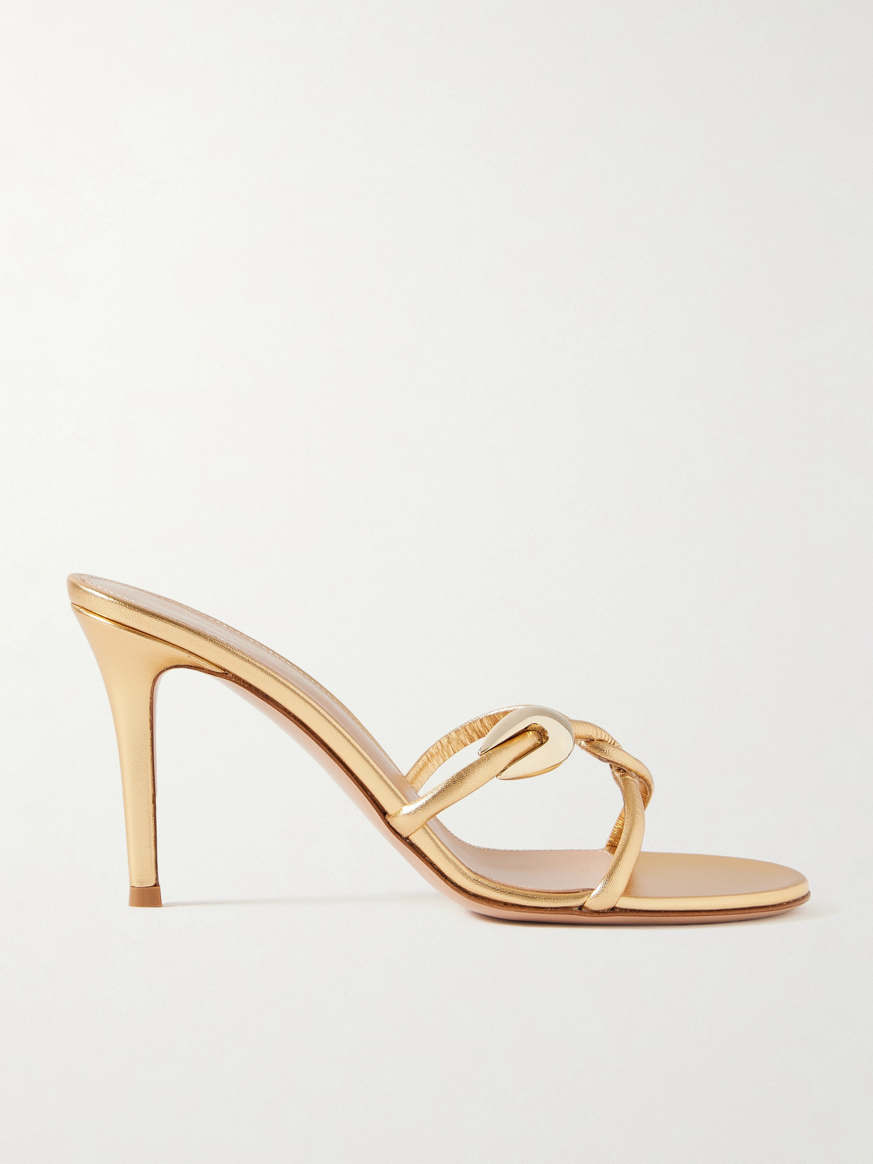 Gianvito Rossi Serpent 85 Embellished Metallic Leather Mules In Gold