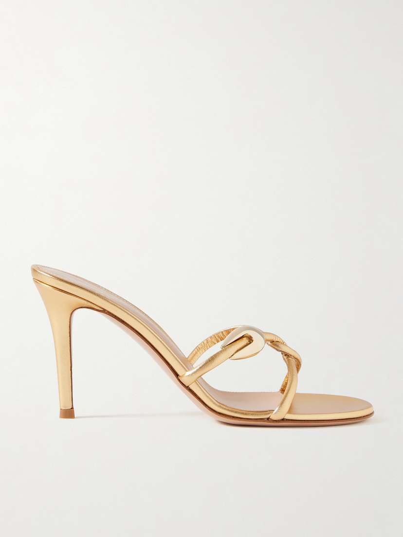 Gianvito Rossi Jungle Mamba 85 Embellished Metallic Leather Mules