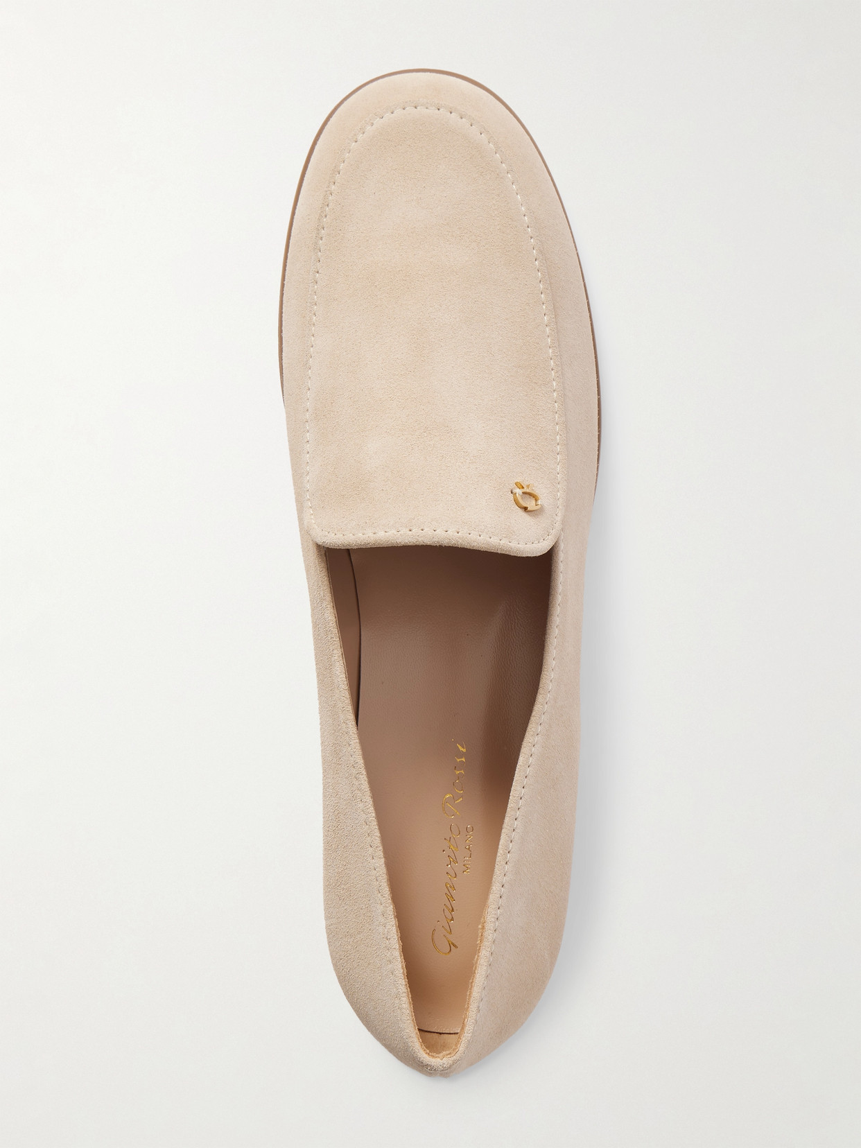 Gianvito Rossi Embellished Suede Loafers In Cream