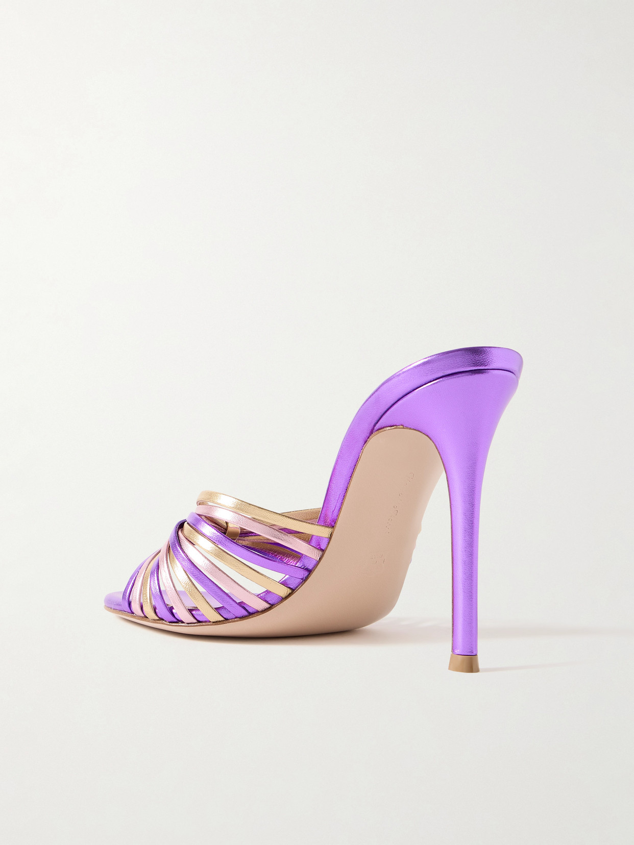 GIANVITO ROSSI 70 EMBELLISHED METALLIC LEATHER SANDALS