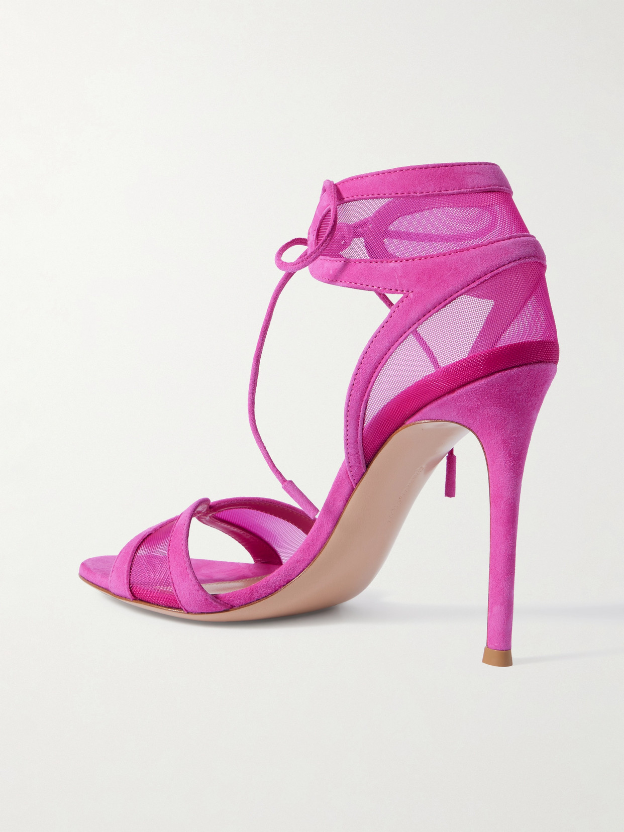 Falene 110 Suede-Trimmed Tulle Sandals