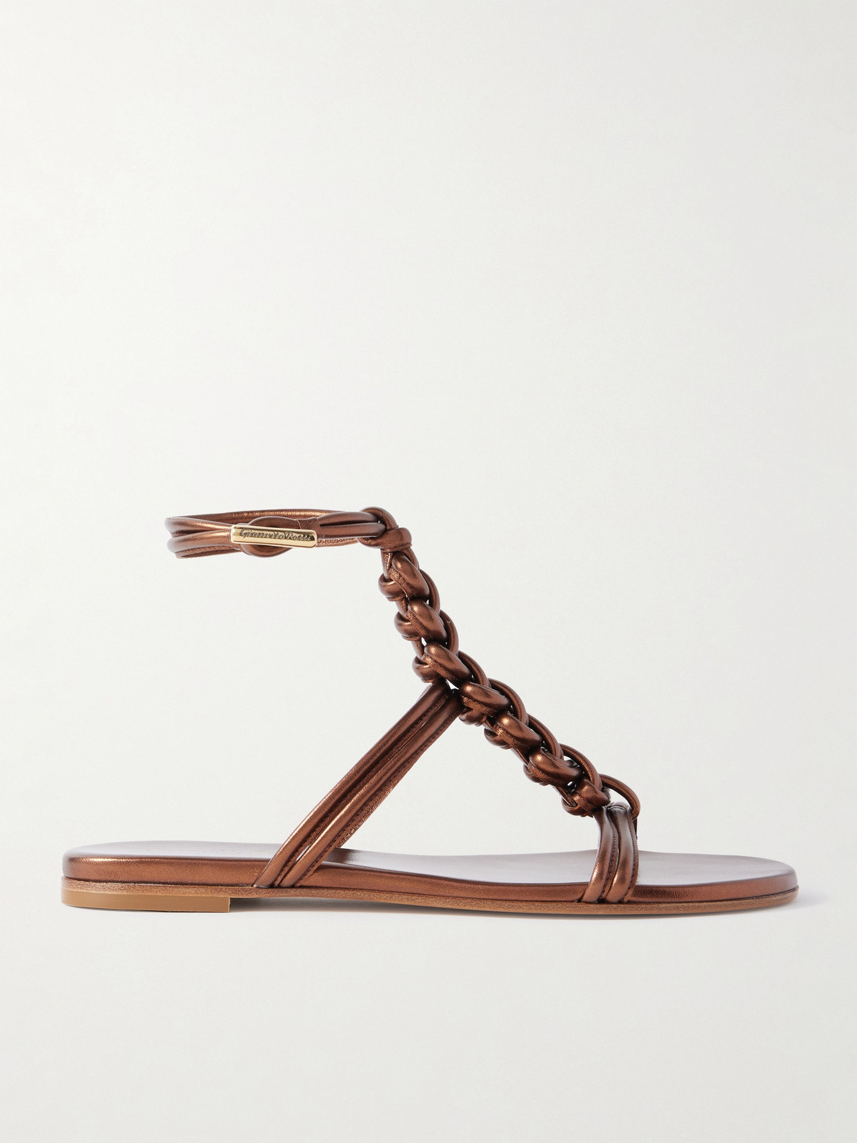 Gianvito Rossi - Capua Metallic Braided Leather Sandals - Brown