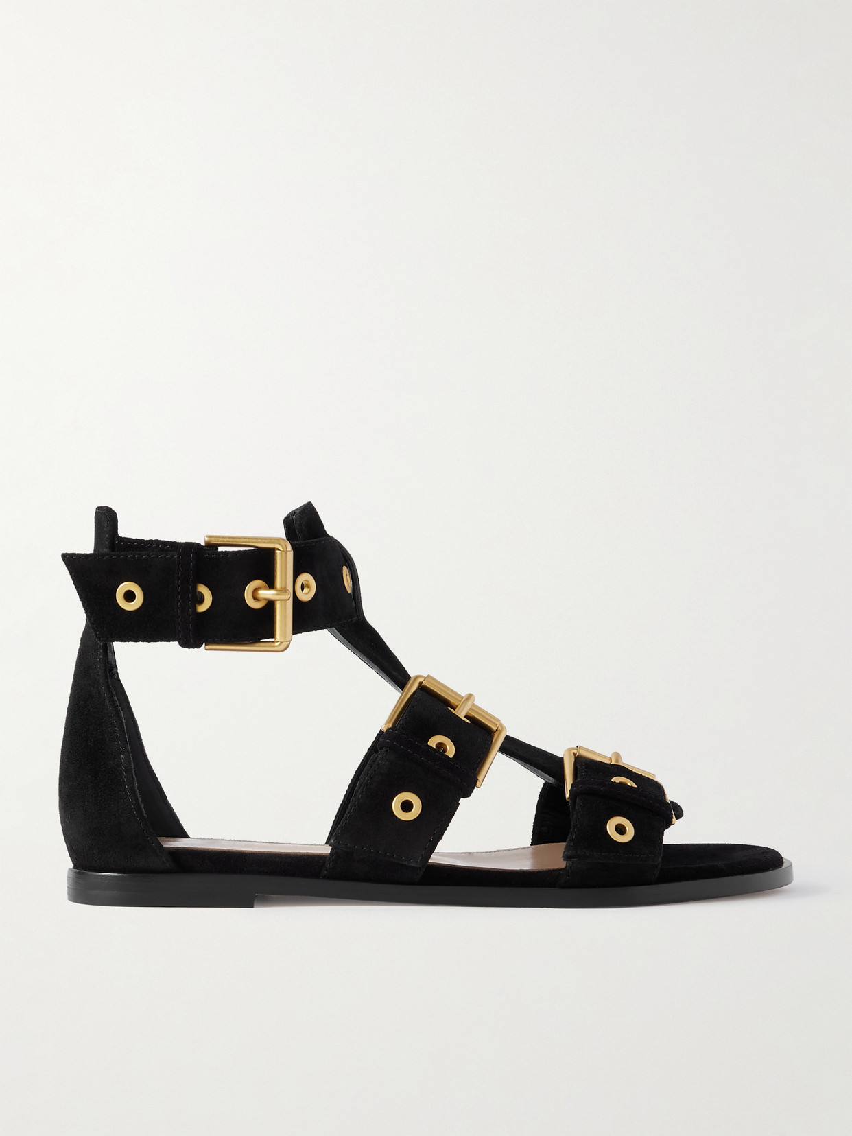 Gianvito Rossi Buckled Suede Sandals In Black