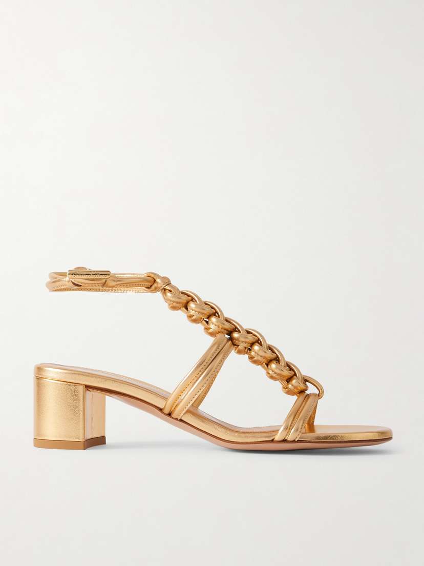 Gianvito Rossi Capua 45 Braided Metallic Leather Sandals
