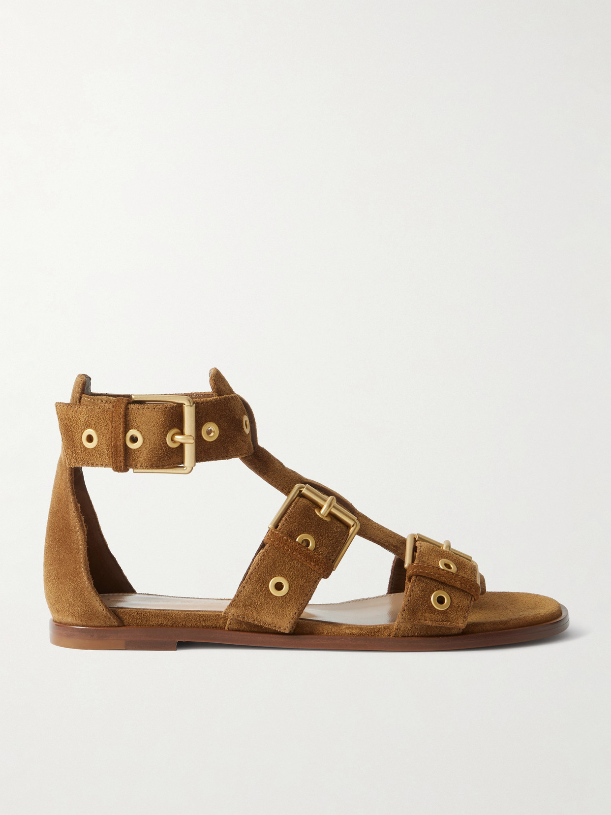 Gianvito Rossi Buckled Suede Sandals In Brown
