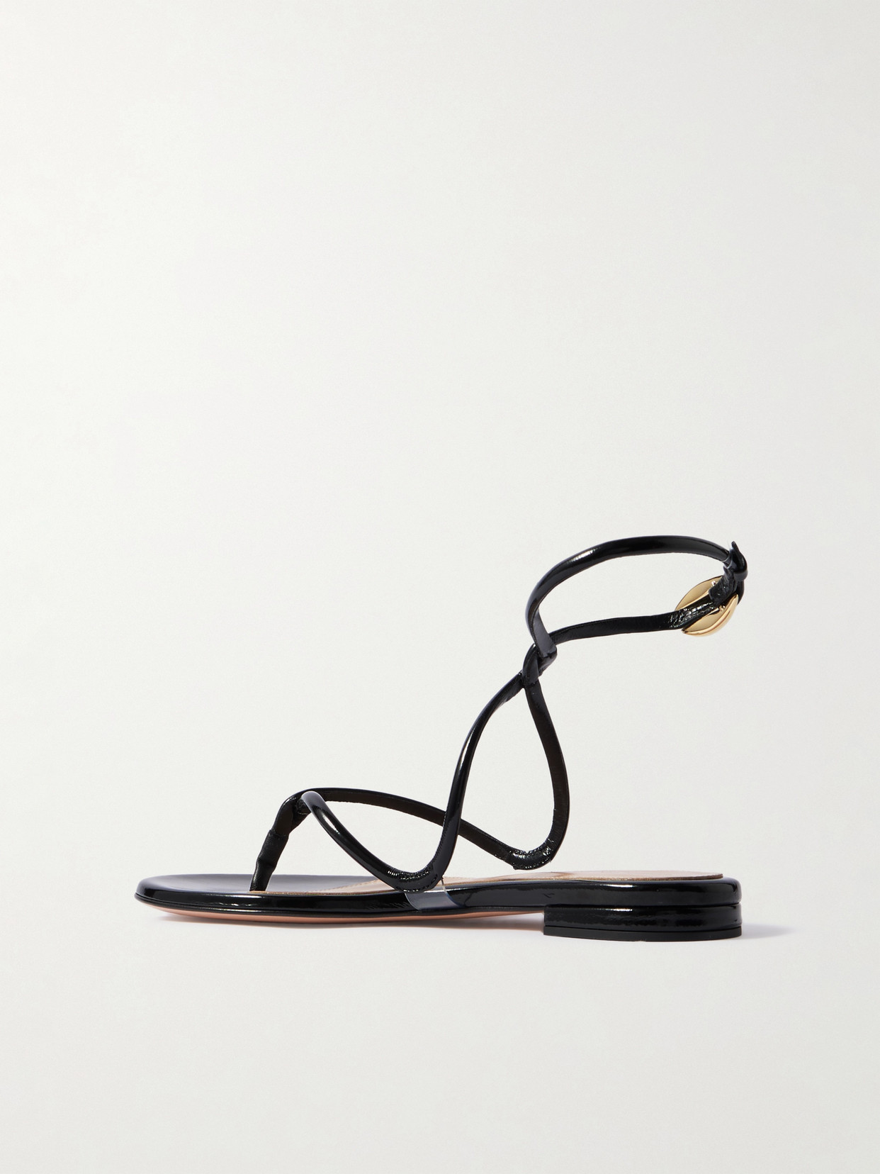 Gianvito Rossi Mamba Leather Flat Sandals In Black