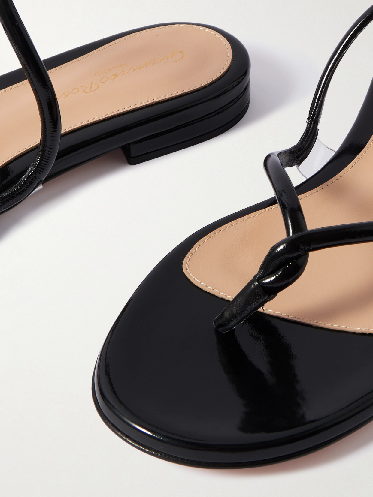 Gianvito Rossi Mamba Leather Flat Sandals In Black