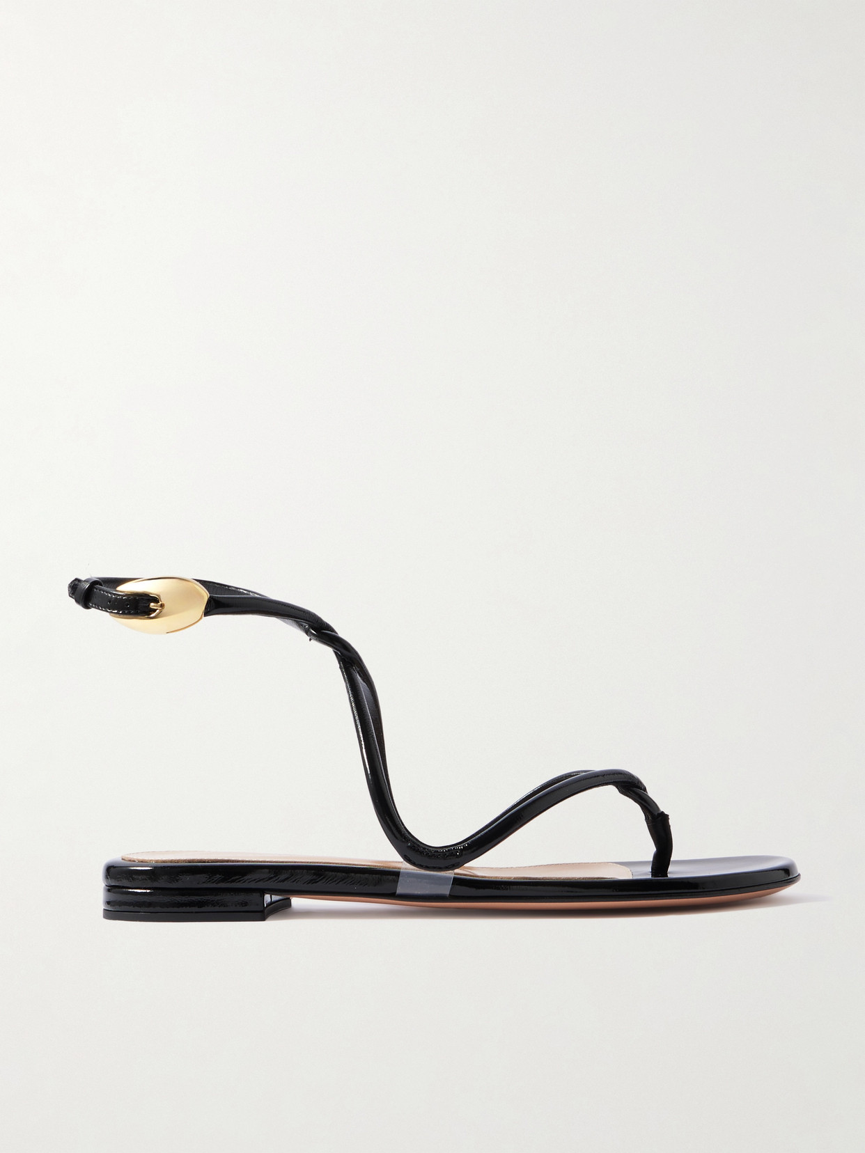 Gianvito Rossi Mamba Leather Flat Sandals In Black