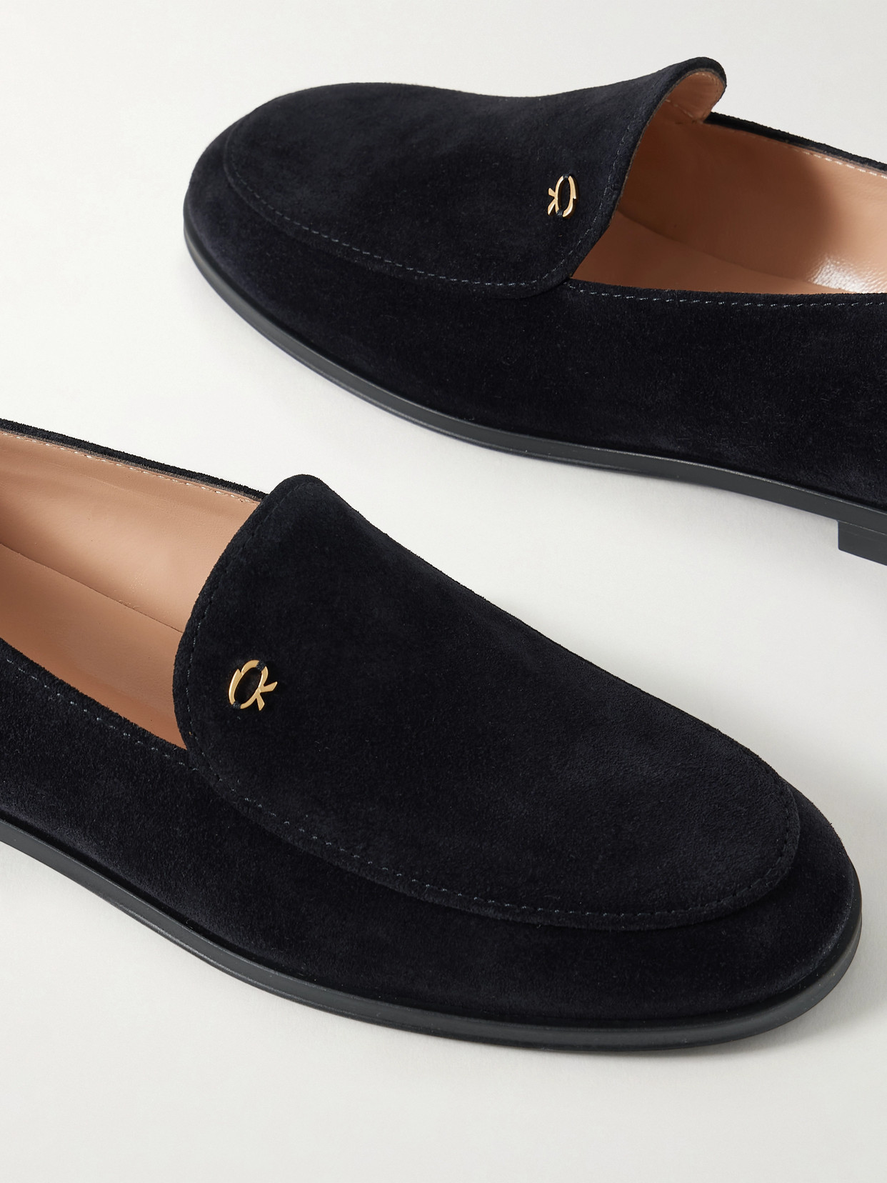 Gianvito Rossi Embellished Suede Loafers In Blue